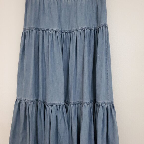 INC Flowy Tiered Chambray Maxi Skirt - Picture 4 of 13
